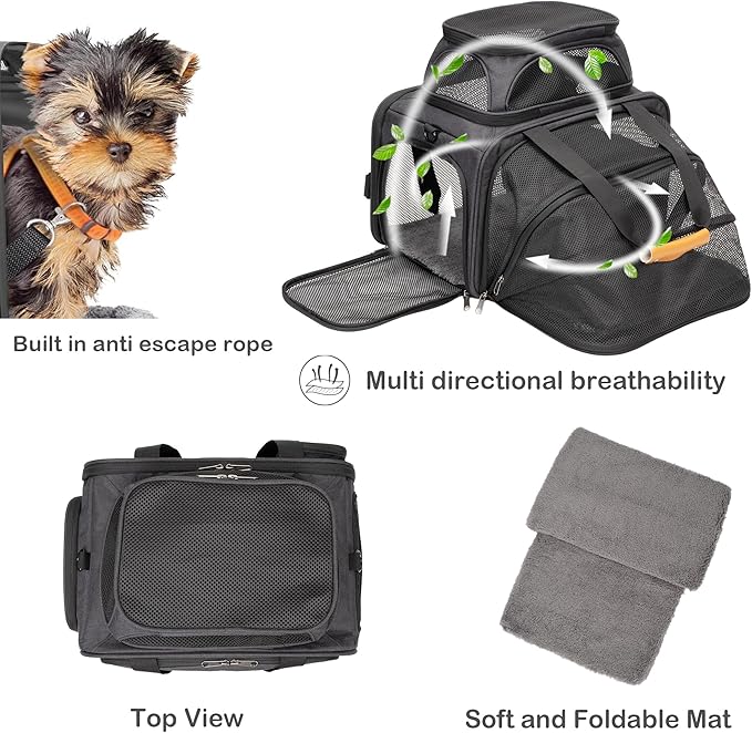 JUNGYOON Cat Carrier, Expandable Airline-Approved Soft-Sided Pet Travel Bag - Image 4