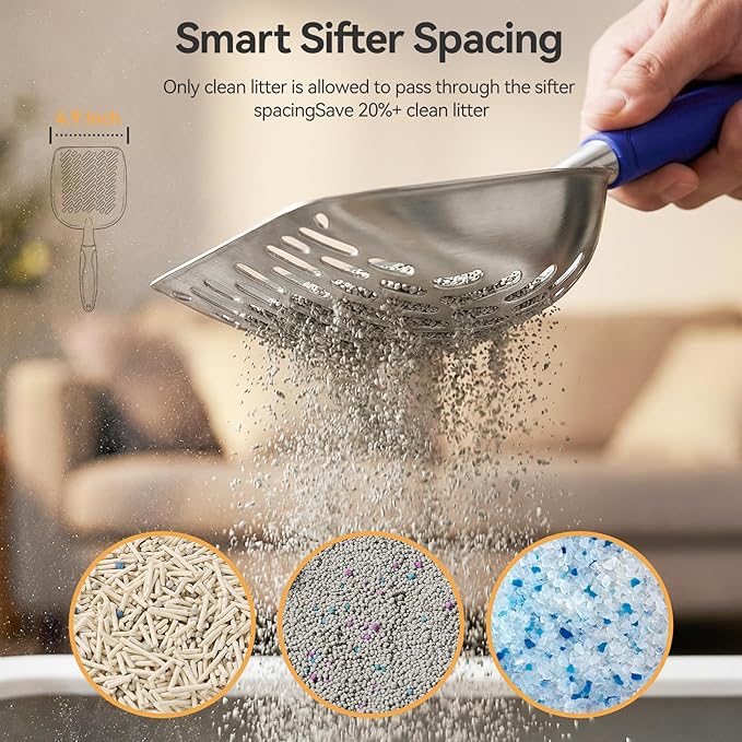 Cat Litter Scoop, Large Long Handle Kitty Metal Scooper, Heavy Duty Aluminum - Image 5