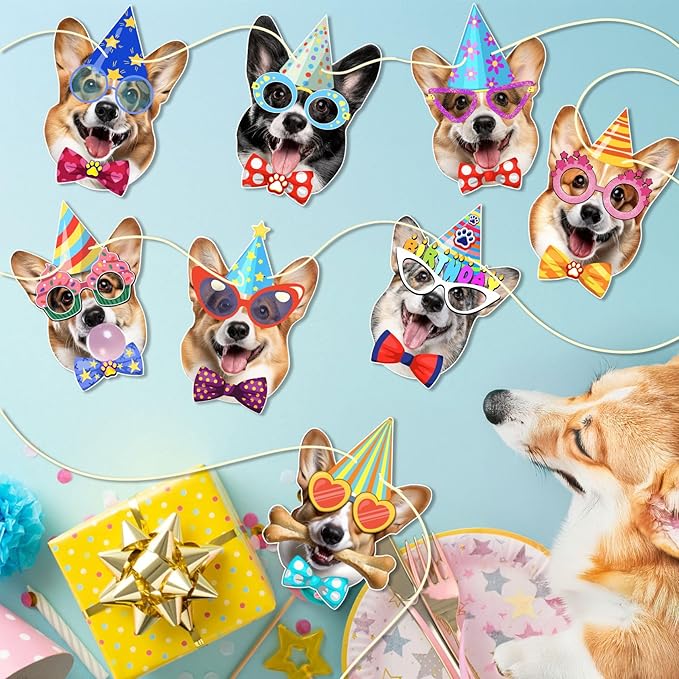 Corgi Birthday Garland — Photographic Corgi Faces Birthday Banner, Funny Welsh - Image 2