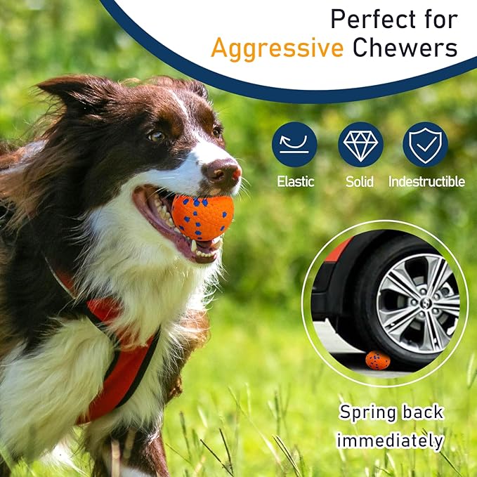 6 Pcs Dog Balls Tennis Ball for Aggressive Chewers Indestructible Dog Teething - Image 3