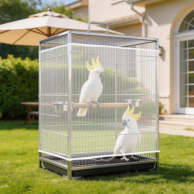 Fengek 2 Pack White Bird Cage Cover, Adjustable Bird Cage Seed Catcher - Image 5