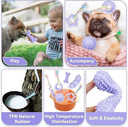Petcare 6 Pack Puppy Teething Toys, Cute Purple Small Dog Chew Toys - Image 4