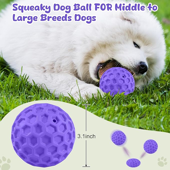 Squeaky Dog Toys for Aggressive Chewers, Indestructible Dog Balls for - Image 2
