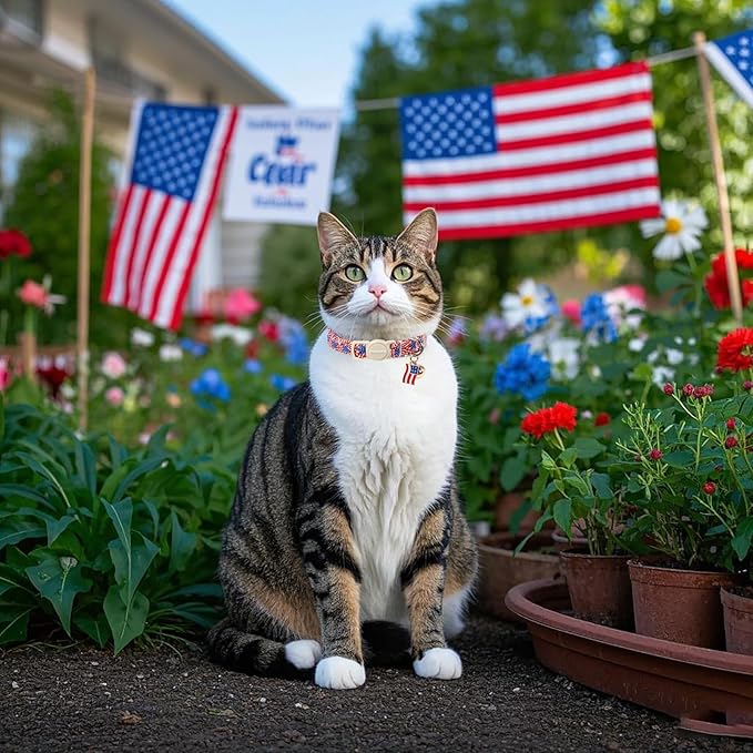 2 Pack American Flag Cat Collars Breakaway - Image 5