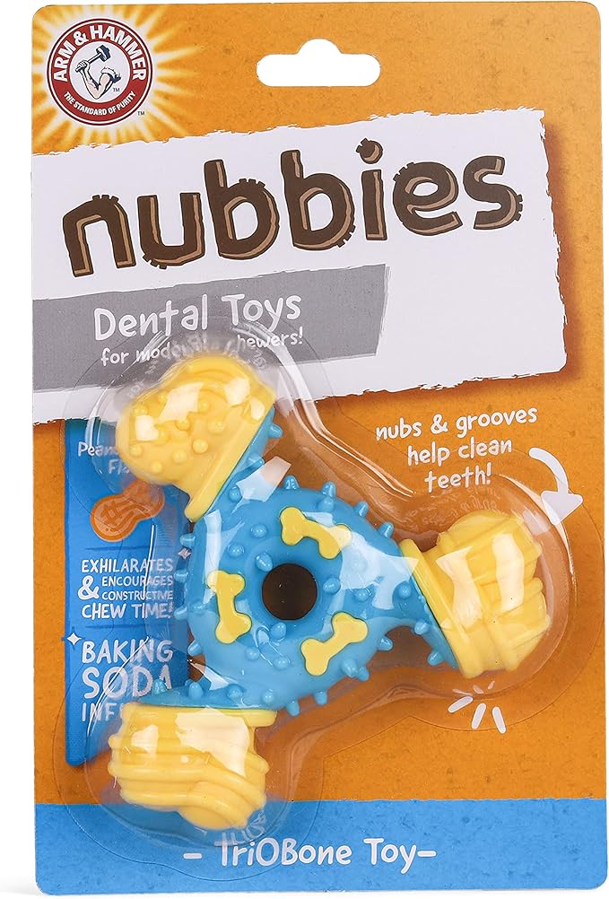 Arm & Hammer Nubbies TriBone Dog Dental Chew Toy Peanut Butter Flavor Moderate - Image 2
