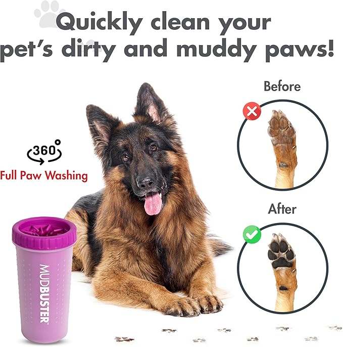 Dexas MudBuster Portable Large Dog Paw Cleaner, Fuchsia - Image 4