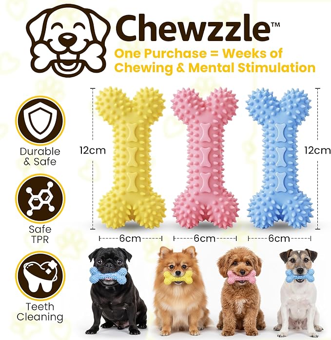 Chewzzle™ 3 Pack Chew Toys for Small Dogs & Puppy Teething Toys | Safe TPR - Image 5