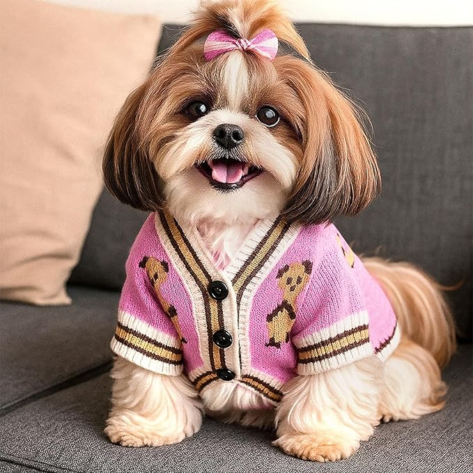 ABRRLO Small Dog Sweaters Cute Bear Dog Cardigans Clothes - Image 7
