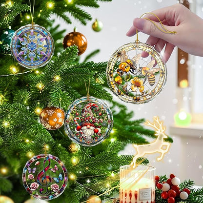 Stained Glass Bee Ornament, Bee Christmas Tree Decoration, Xmas Tree Decor - Image 4