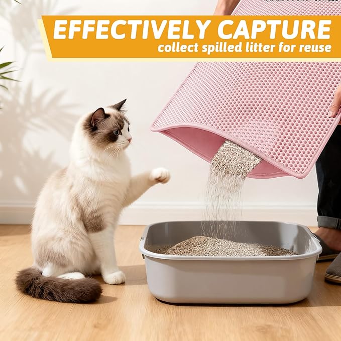 Pieviev Cat Litter Mat Double Layer Waterproof Urine Proof Trapping Mat 1 Pack) - Image 3