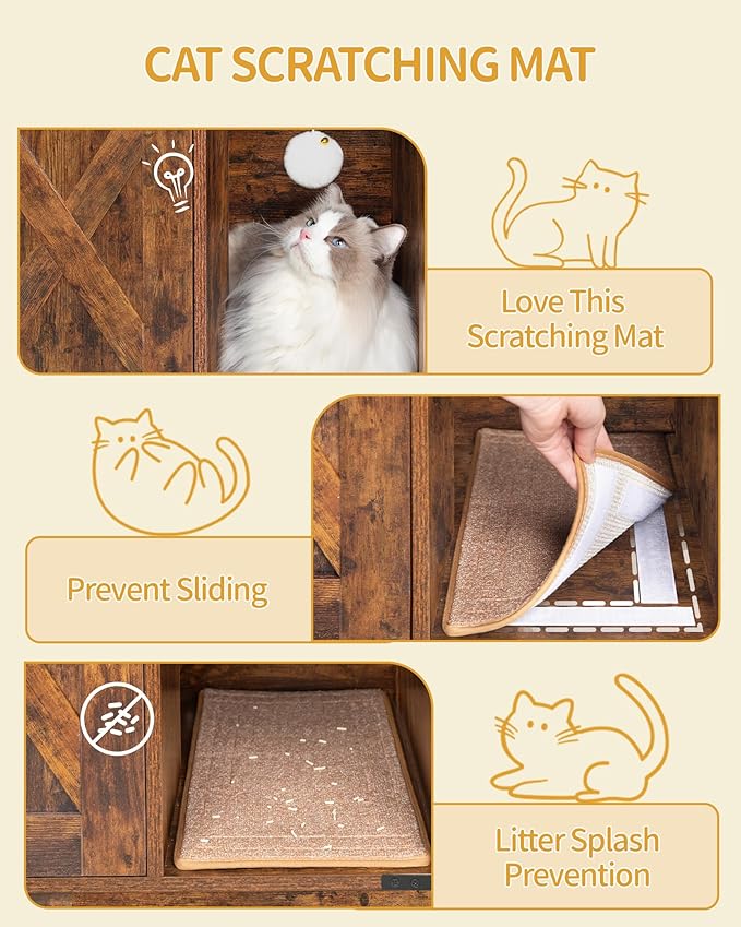 Hzuaneri Cat Litter Box Enclosure, Hidden Litter Box Cabinet Furniture - Image 7
