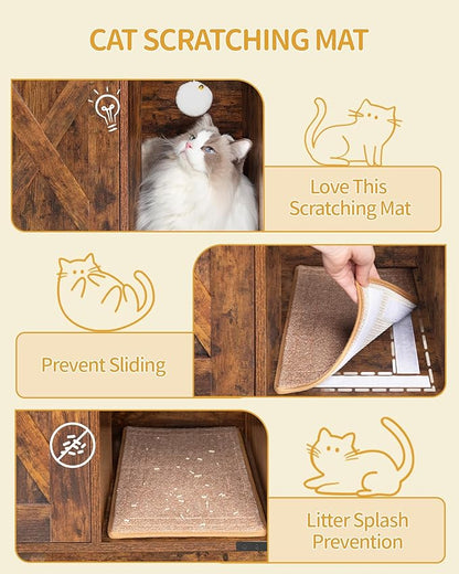 Hzuaneri Cat Litter Box Enclosure, Hidden Litter Box Cabinet Furniture - Image 7