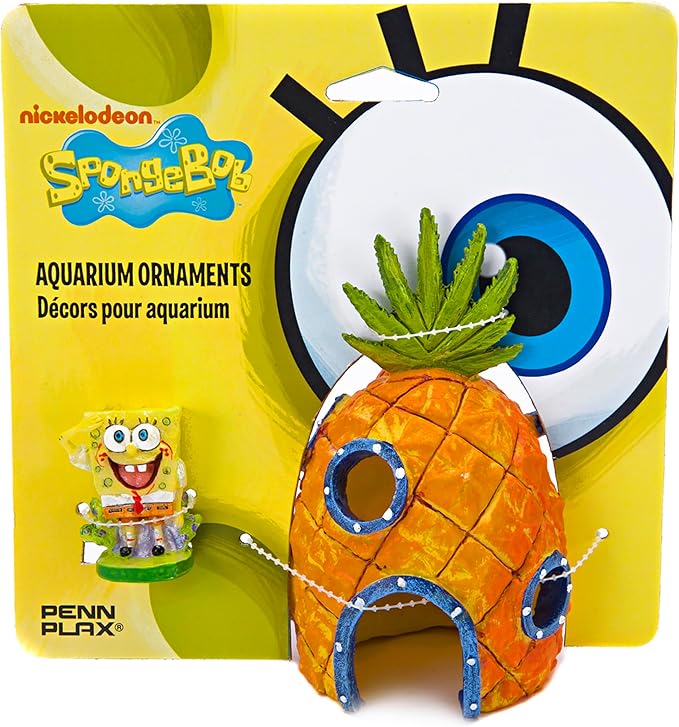 Penn-Plax Spongebob and Pineapple House Aquarium Ornament | 2 Piece Set | Great by Penn-Plax