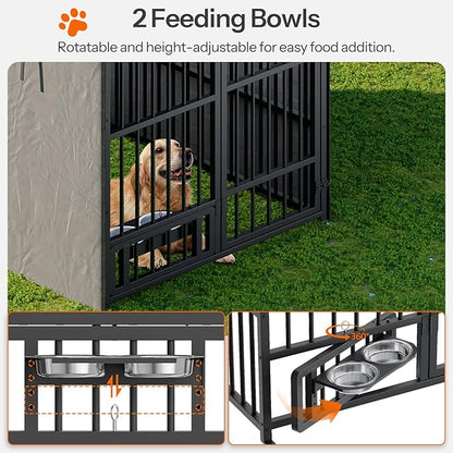 HOOBRO Dog Kennel Outdoor with Cover, 6.6 x 3.9 x 5.9 ft Dog Kennel Outside - Image 7