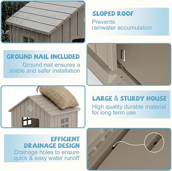 EFU Small Dog House Outdoor Indoor, Waterproof Dog House - Image 4