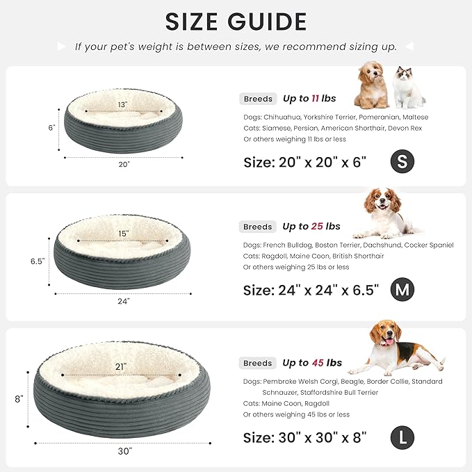 Love's cabin Round Donut Cat and Dog Cushion Bed, 24in Pet Bed - Image 4