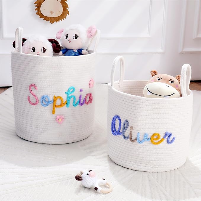 JUPPE Pet Dog Basket with Personalized Name, Dog Toys Storage Organizer Custom - Image 4