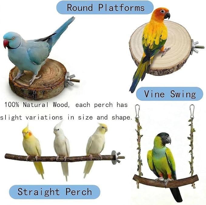 8PCS Natural Bird Perches for Cage, Parakeet Perches Set, Birds Toys, Natural - Image 4