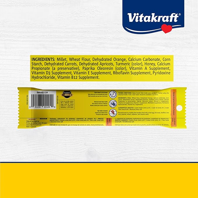 Vitakraft Crunch Sticks Parakeet Treat – 2 Sticks in Orange and Apricot Flavor - Image 7