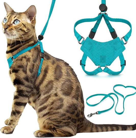 Houdini™ Escape Proof Kitten Harness and Leash Set by OutdoorBengal – Turquoise by OutdoorBengal