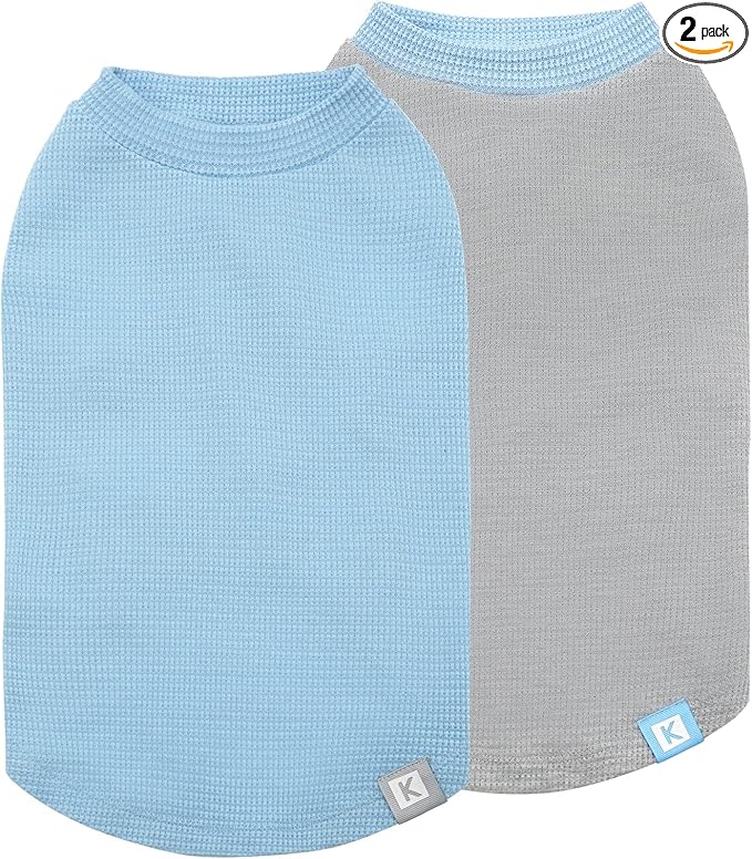KYEESE 2Pack Waffle Dog Shirts, Lightweight Sleeveless Dog T Shirts by KYEESE