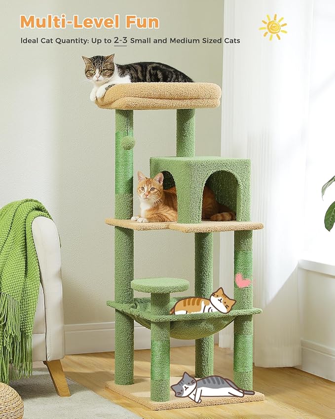 MUTTROS Cactus Cat Tree for Indoor Cats, 45.7" Multi-Level Cat Tower - Image 2