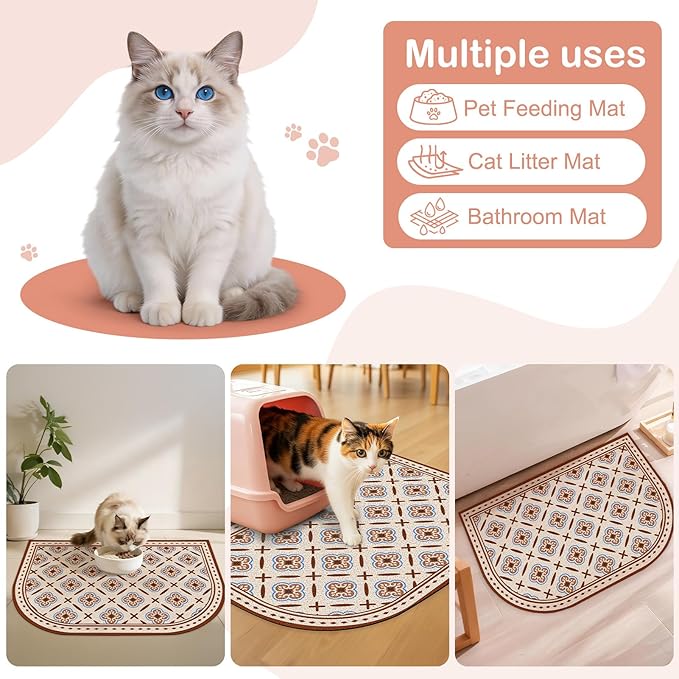 Glittme 33"X22" Arch Shape Cat Litter Mat Trapping Pad Soft Loop-Mesh Litter - Image 6