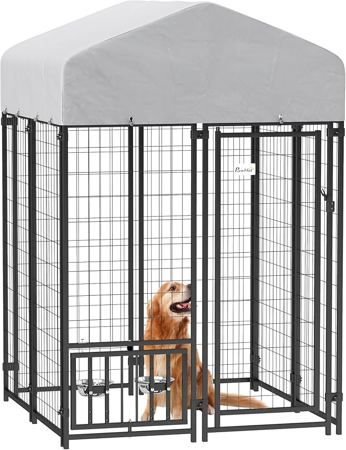 PawHut 4' x 4' x 6' Outdoor Dog Kennel, Welded Wire Dog Kennel Outside Run by PawHut