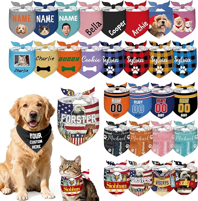 Custom Dog Bandana Personalized Name Logo Photo Text Dog Scarf Customized by Unknown