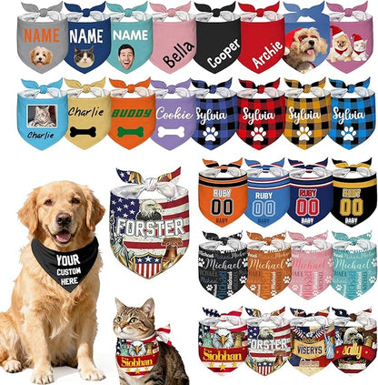 Custom Dog Bandana Personalized Name Logo Photo Text Dog Scarf Customized by Unknown