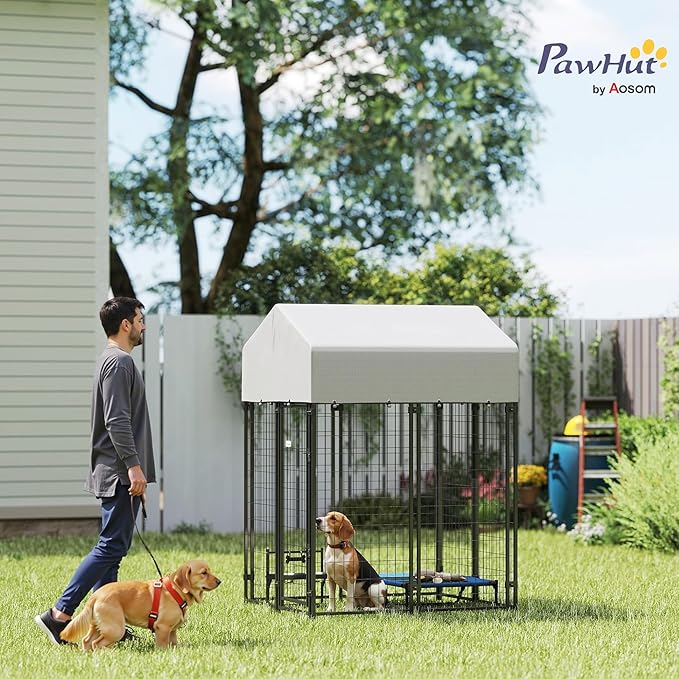 PawHut Outdoor Dog Kennel with Roof, UV-Resistant & Waterproof Cover, - Image 2