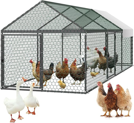 VEVOR Metal Chicken Coop for 6-8 Chickens, 3.3 x 9.8 x 3.3 ft, Small Chicken by VEVOR