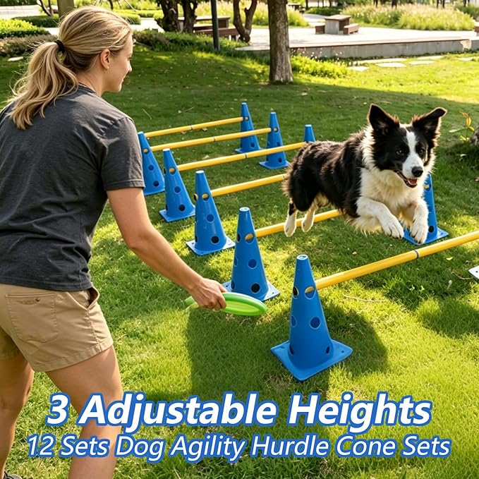 Dog Agility Hurdle Cone Set, Adjustable Height Dog Agility Course - Image 4