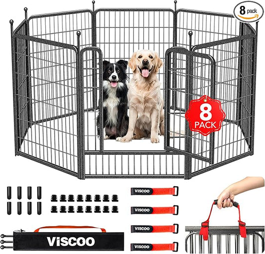 Dog Playpen Outdoor, 8 Panels 40" High Heavy Duty Metal Dog Pen, Pet Fence by VISCOO