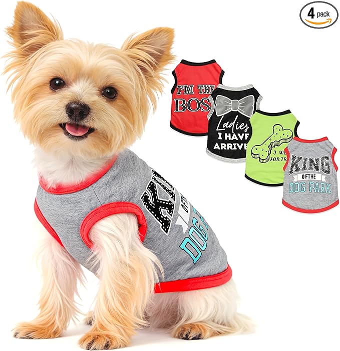 4 Pieces Puppy Clothes Boy Summer Dog Shirts by DinkintyPetClothes