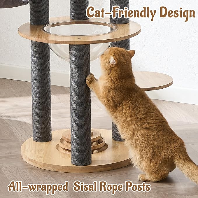 Modern Cat Tree Tower with Scratching Post, 61.5in Tall Cat Tree - Image 8