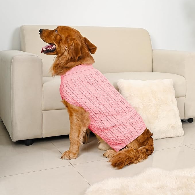2 Pack Dog Sweaters for Large Dogs Winter Turtleneck Pullover Cable Knit Fleece - Image 6