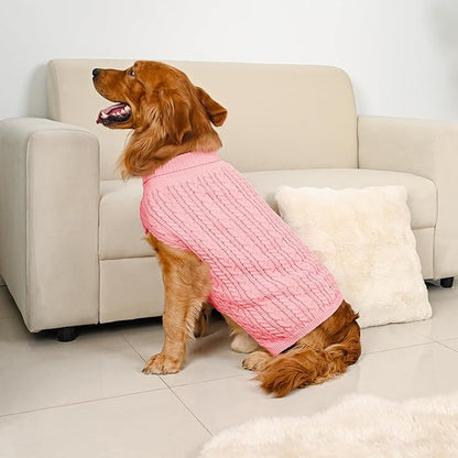 2 Pack Dog Sweaters for Large Dogs Winter Turtleneck Pullover Cable Knit Fleece - Image 5