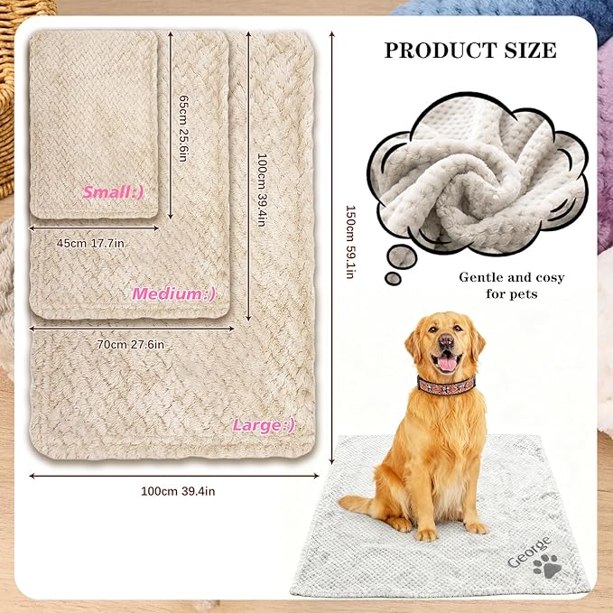 Personalised Pet Blanket with Name & Paw Print, Custom Embroidered Dog Cat - Image 8