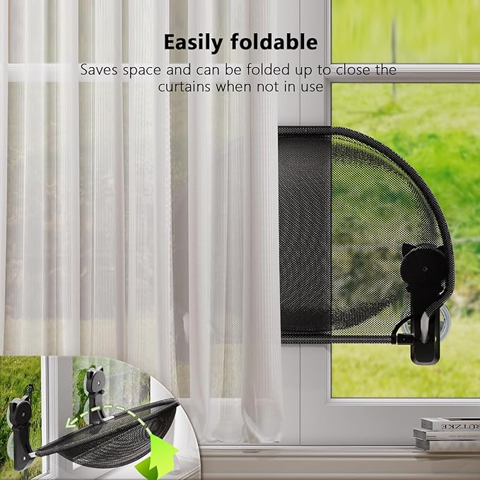 JUNSPOW Cat Window Perch Cordless, Foldable & Stable Cat Beds- Breathable Cat - Image 4