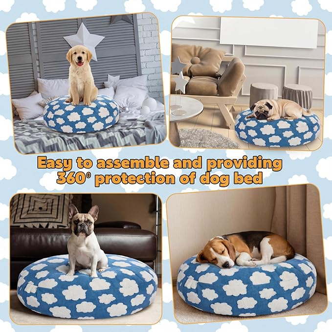 Youyole Medium Washable Round Dog Bed Cover Replacement Waterproof 30 x 30 x 10 - Image 4