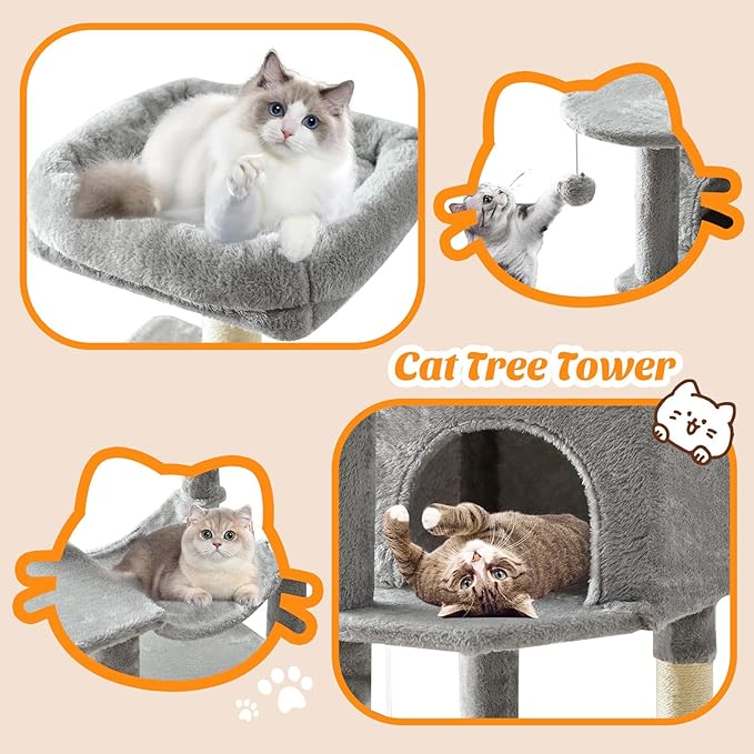 DUMOS Small 44 Inch Cat Tree Tower, Cat Climbing Tower - Image 6
