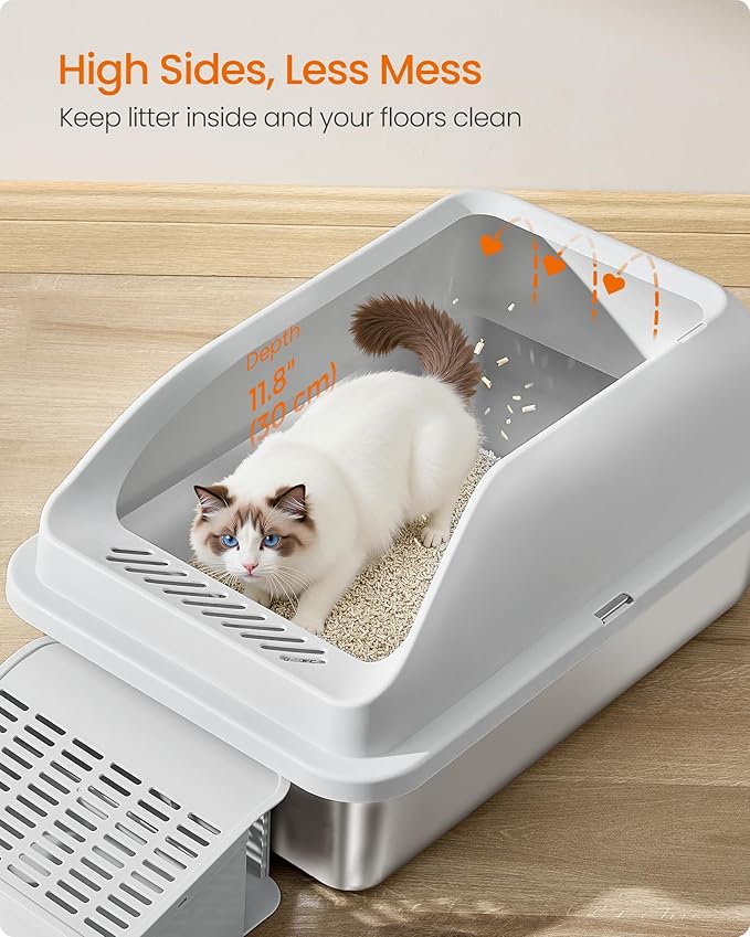 Feandrea Stainless Steel Cat Litter Box - Image 4