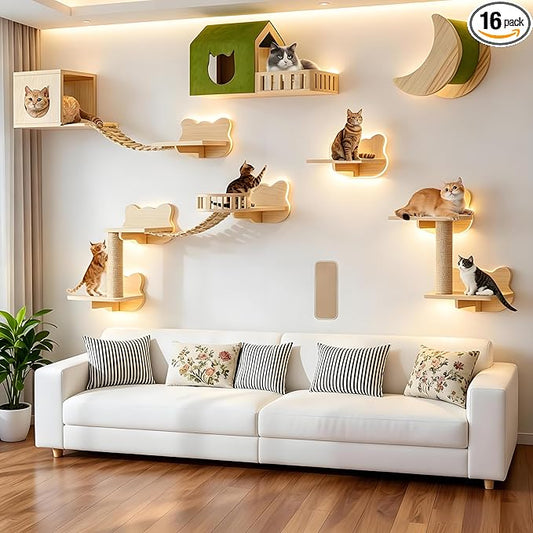 Cat Wall Shelves, 16 in 1 Cat Wall Furniture by Unknown