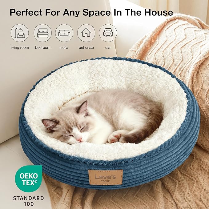 Love's cabin Round Donut Cat and Dog Cushion Bed, 20in Pet Bed - Image 6