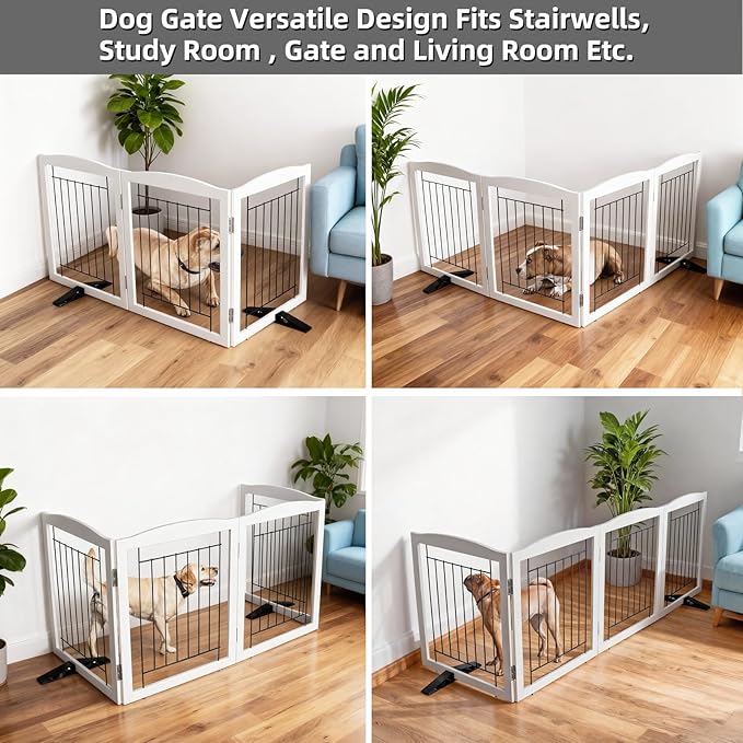 ZJSF Freestanding Dog Fence Indoor, Foldable Dog Gate - Image 4