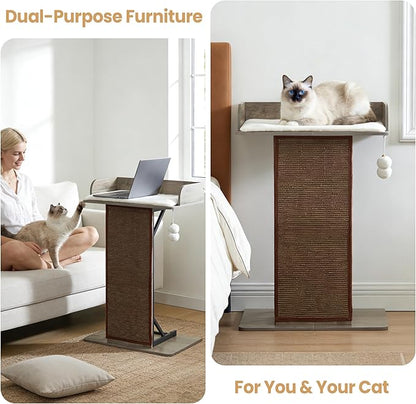 Modern Wood Cat Tree Tower for Indoor Large Cats, 33.8-Inch Tall Wooden Cat - Image 2