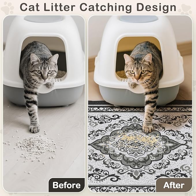 Unicorn Catcher Cat Litter Mat 24" x 15" Non-Slip Litter Box Mat Washable - Image 2
