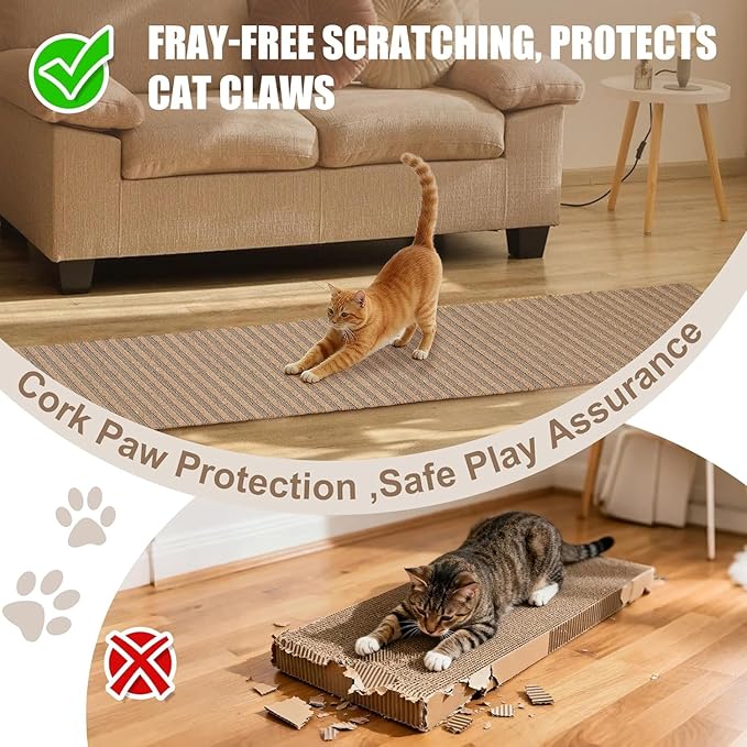 Natural Cork-Cat Scratch Pad-Cat Scratch Mat Rug-Avoid Cat Couch Protector-Cat - Image 2