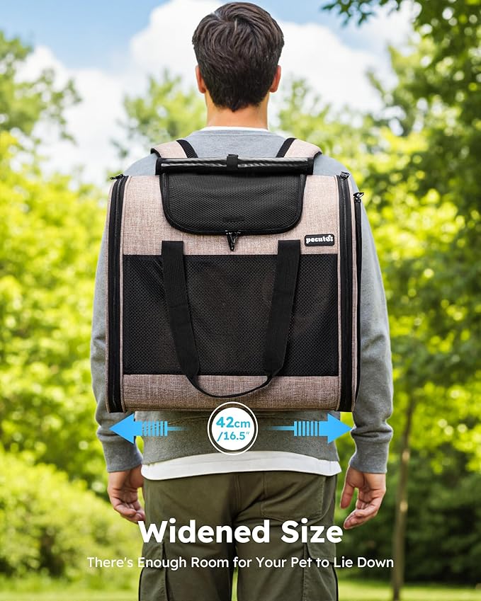 Pecute Cat Backpack with Widened Interior Space, Upgraded Dog Backpack Carrier - Image 3